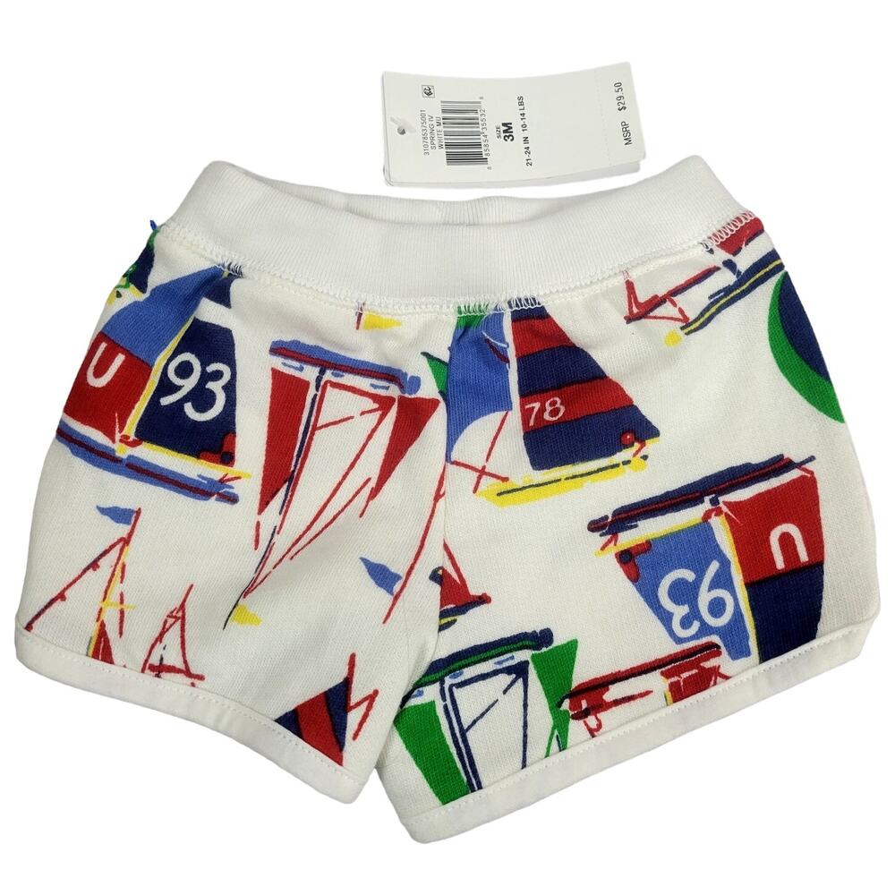 POLO RALPH LAUREN Sailboat Print Cotton French Terry Shorts Size 3 months‎